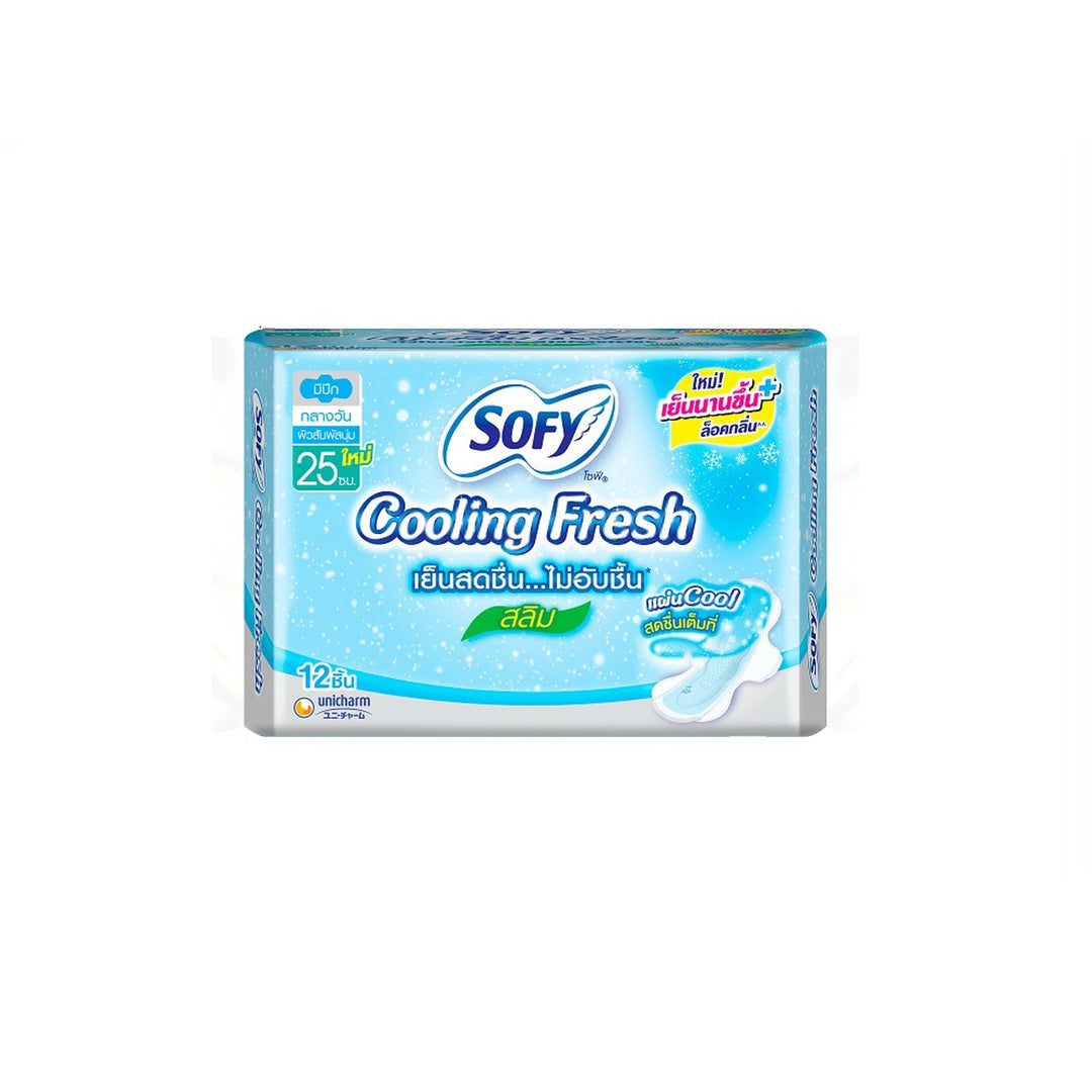 Sofy Cooling Fresh 附翅膀超薄衛生棉 25 公分。 12 件