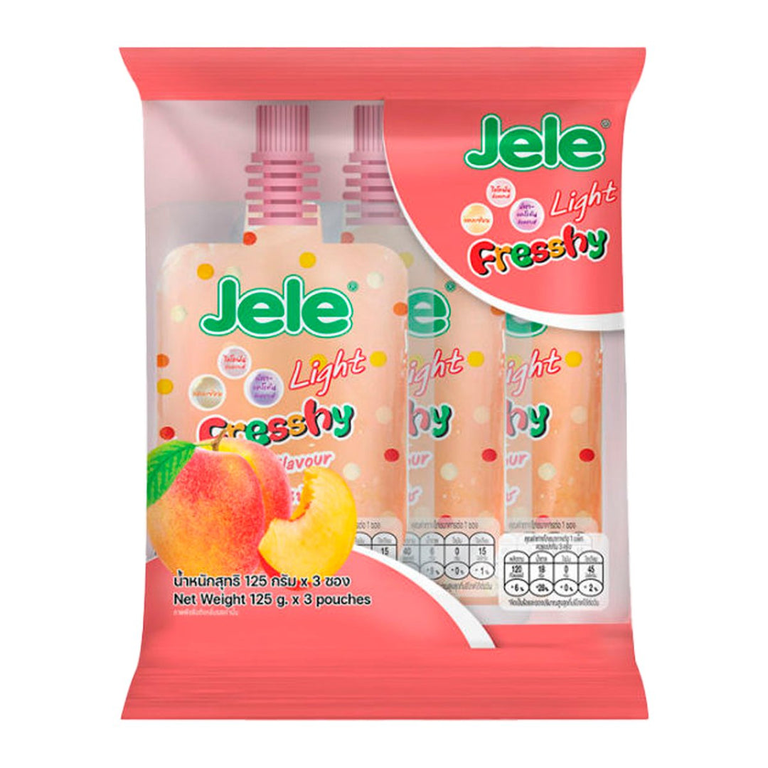 JELE 淡鮮卡拉膠果凍配魔芋和 12% 白葡萄汁桃子口味 125 克。包3